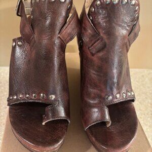 Bed Stu leather platform shoes - brown with silver studs - women's size 7.5